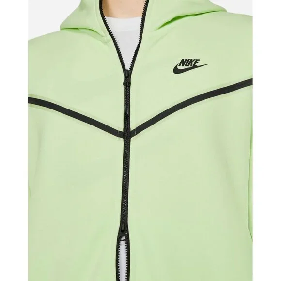 Nike Sportswear Men's L Tech Fleece Full-Zip Hoodie in Light Liquid Lime Black - Picture 2 of 16